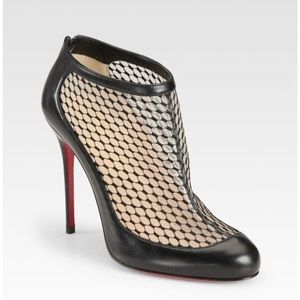 Christian Louboutin Anna May Lace & Leather Mesh Ankle Boots